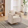 29"  Linen Blend Swivel Barrel Chair with Weathered Wood Base, Modern Open Back Accent Armchair for Living Room Bedroom-3irtyhousy - 2 of 4