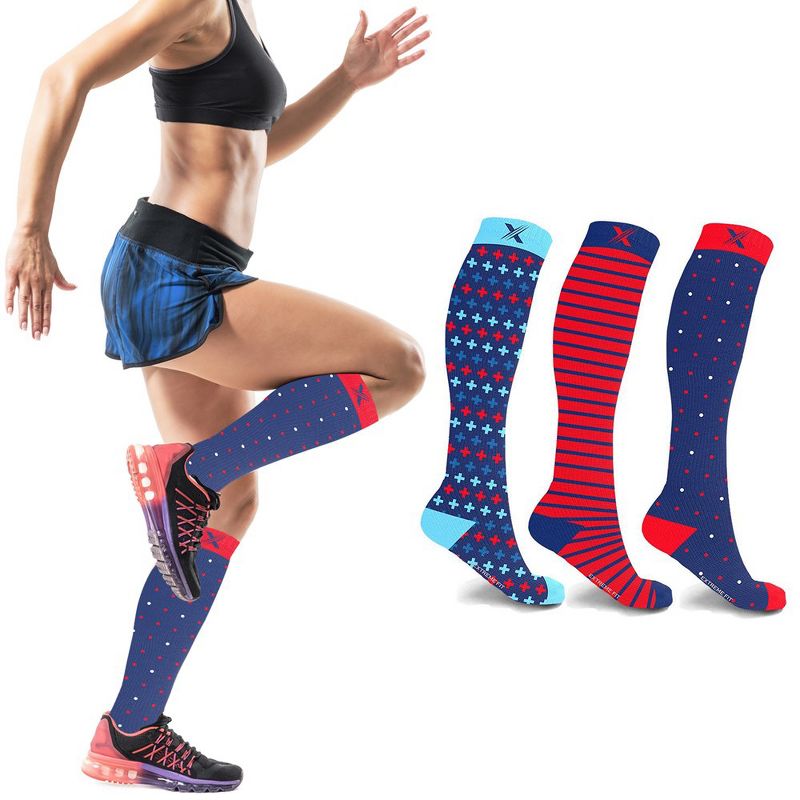 Extreme Fit Compression Socks Knee High - Made for Running, Athletics, Nursing, Business Travel - 3 Pair, 2 of 4