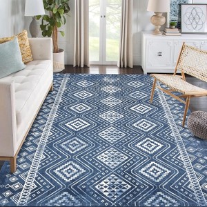 Machine Washable Area Rug Modern Geometric Indoor Floor Carpet Non Slip Backing Rug Low Pile Area Rugs for Living Room Bedroom Nursery Dorm - 1 of 4