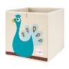 3 Sprouts Children's Large 13 Inch Foldable Fabric Storage Cube Box Panda Bear Toy Bin with Blue Peacock Toy Bin - image 3 of 4
