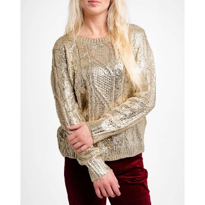 Women's Foiled Cable Sweater - Skye's The Limit