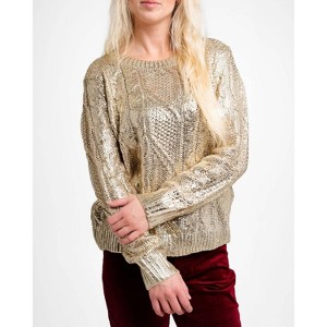 Women's Foiled Cable Sweater - Skye's The Limit - 1 of 3