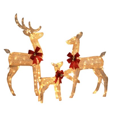 GlasFlength Decorative Objects Elk Deer Sled Decoration Christmas Deer Outdoor Yard Decoration Courtyard Elk Decoration, Gold, 24.5"*8"*48"