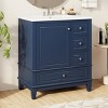 30" Bathroom Vanity with Sink, Modern Under Sink Cabinet with 1 Door, Shelf and 3 Soft-Close Drawers for Bathroom or Powder Room – Cuddlewood - 2 of 4