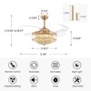 Ludomide 48" Modern Gold Crystal Ceiling Fan with Lights and Remote,  Retractable Dimmable Chandelier Fan for Bedroom Living Room - 3 of 4
