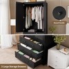 Armoire Wardrobe Closet with Drawers, 69.5" Wooden Wardrobe Cabinet with Hanging Rod, 2 Doors Clothing Storage Cabinet - 3 of 4