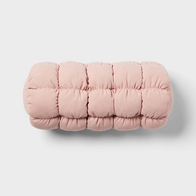 Puffer Bolster Decorative Throw Pillow Light Pink - Room Essentials™