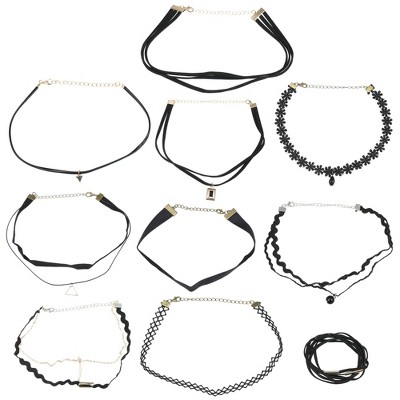 Unique Bargains Choker Necklaces for Women Choker Necklaces Set Black 10 PCS