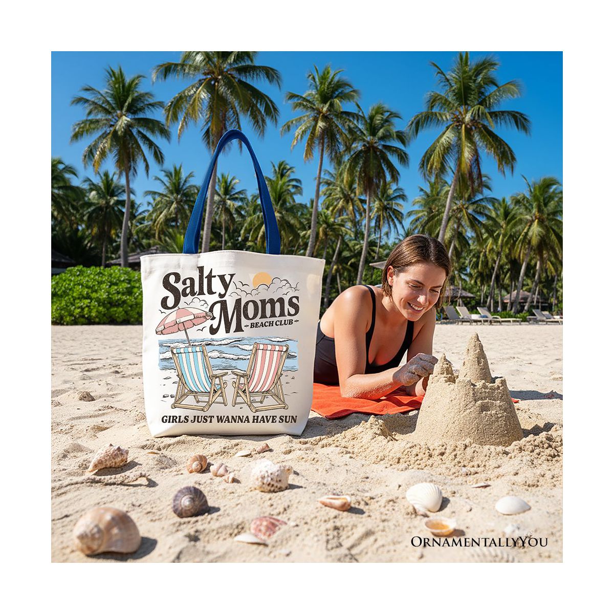 Salty Moms Beach Club Canvas Tote Bag, Retro Summer Gift for Ocean Loving Mothers | OrnamentallyYou - thumbnail 4