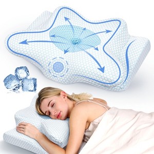 Emircey Painless Sleeping Cervical Neck Pillow for Pain Relief, Adjustable Memory Foam Pillows for Side Back Stomach Sleeper - 1 of 4