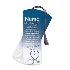 Dicksons Nurse Caring Heart Script Deep Blue Cardstock Tassel Bookmark Tags Pack of 12 - 1 of 2