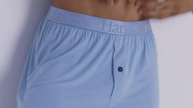 Hanes Originals Premium Men's SuperSoft Knit Boxer Shorts 2pk - Blue/Black, 2 of 9, play video