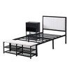 CAVINAS Twin Bed Frames for Kids, Metal Bed Frame Twin with Two-Tier Storage Shelves, Wooden Storage Cabinet for Bedroom, Living Room - 3 of 4