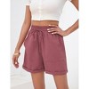 Coolmee Women Casual Shorts Drawstring Comfy Elastic Waist Shorts Summer Lightweight Short with Pockets - 3 of 4