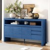 60" Storage Cabinet Buffet Sideboard with 3 Doors, 3 Drawers and Open Shelf, Accent Entryway Console Table navy blue - 3 of 4