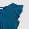 PATPAT Family Matching V Neck Flutter-sleeve Splicing Floral Print Dresses and Short-sleeve Colorblock T-shirts Sets - 4 of 4