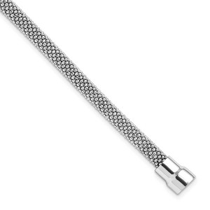 Black Bow Jewelry Sterling Silver 5mm Popcorn Mesh Chain Bracelet, 7.5 Inch - 1 of 4
