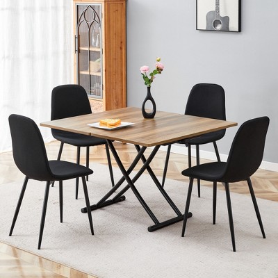 GDFStudio Jackie Modern Adjustable 5 Piece Dining Set with Lift Table and Upholstered Chairs