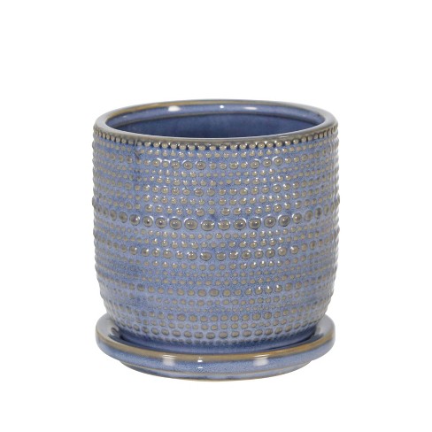 Textured Blue Ceramic planter Sagebrook Home