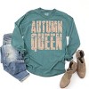 Autumn Queen Block Distressed - Women's Garment Dyed Long Sleeve Graphic T-Shirt - 3 of 4