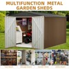 Outdoor Storage Shed, 8x8FT Large Metal Storage Shed, Metal Garden Tool Shed w/Roof, Door & Lock, Waterproof & Anti-UV, for Patio Garden Yard, Brown - 3 of 4