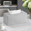 LunaLulinlk Tissue Box Cover Stylish PU Leather Rectangular Tissue Box Holder with Magnetic Bottom Cover (Silver Grey) - 4 of 4