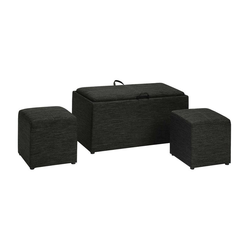 Breighton Home Designs4Comfort Sheridan Storage Ottoman with Reversible Tray and 2 Side Ot Dark Charcoal Gray Fabric, 1 of 8