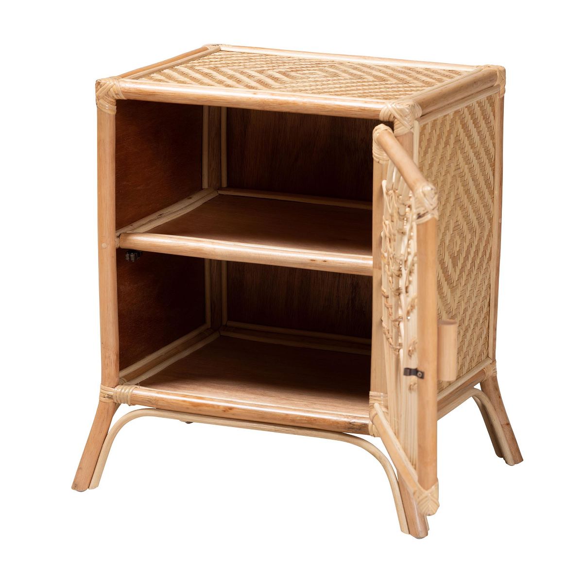 bali & pari Danna Modern Bohemian Natural Brown Rattan Nightstand - thumbnail 3