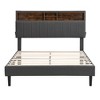 Full size Upholstered Platform Bed with Storage Headboard and USB Port - 3 of 4