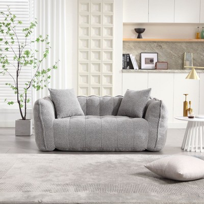 Square 2 Seater Bean Bag Sofa Couch,Best Reclining Sofa With High Resilience Foam,Bean Bag Love Seat,Lazy On Sofa Chenille Couch-Cuddlewood