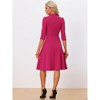 INSPIRE CHIC Women's Vintage 3/4 Sleeves Stand Collar Office Work Elegant A-Line Dress - 3 of 4