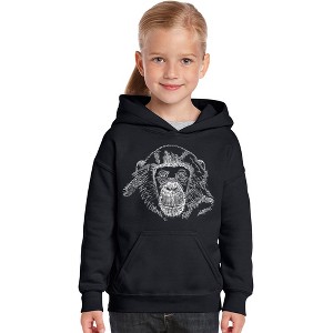 LA Pop Art Girl's Word Art Hooded Sweatshirt - Chimpanzee - 1 of 4