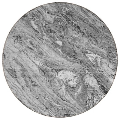 Gray Silver And Charcoal Abstract Washable Indoor Outdoor Area Rug