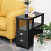 Tangkula Retro Wooden Side End Table Rectangular Nightstand with 2 Drawers and Shelf Coffee/Brown - 2 of 4