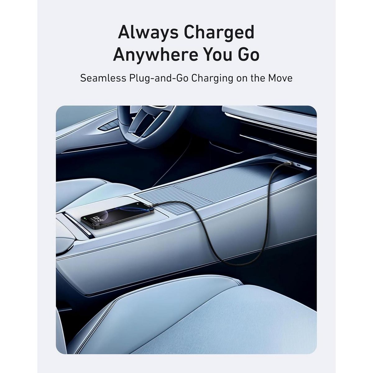 Anker Nano USB-A to USB-C Cable, CarPlay Cable (6 ft, Black) | Upcycled-Braided Cord for CarPlay, iPhone 17/16 Series, Samsung Galaxy Note20, and More - thumbnail 5