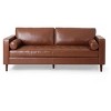 Vintage PU Leather Sofa with Tufted Seat, Solid Wood Legs and Bolster Pillows for Living Room or Home Office-Maison Boucle - 2 of 4