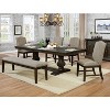 HOMES: Inside + Out 63" Lemieux Upholstered Dining Bench Brown: Padded Seat, Nailhead Trim, Wood Legs - 3 of 3