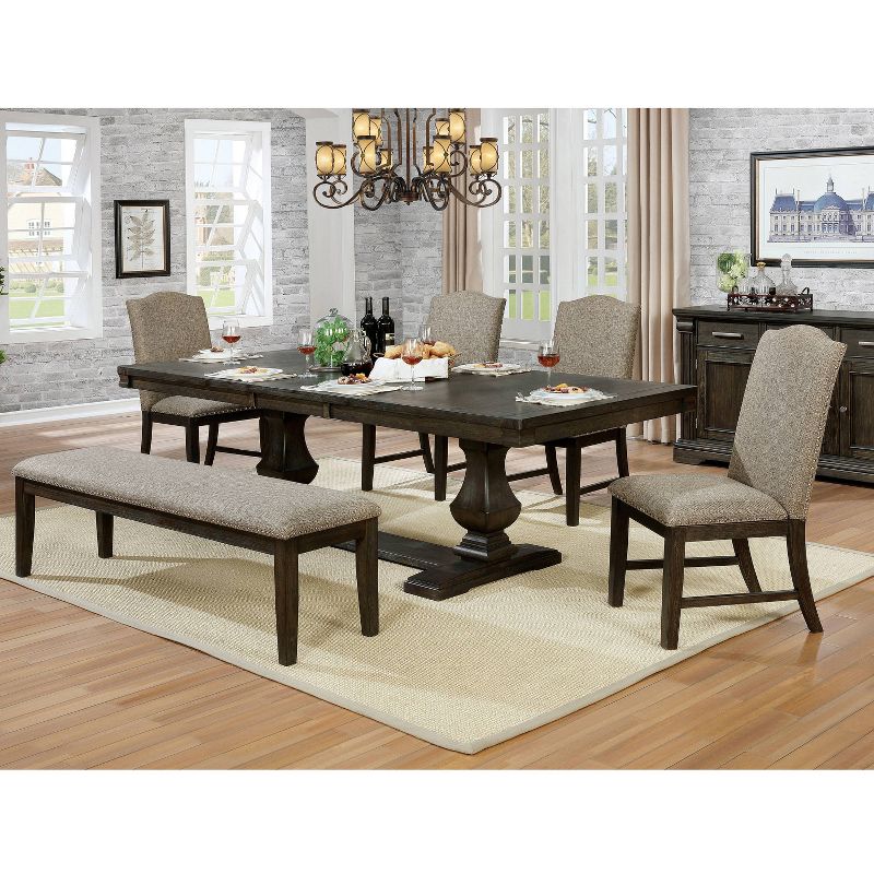 63&#34; Lemieux Upholstered Dining Bench Brown - HOMES: Inside + Out, 4 of 5