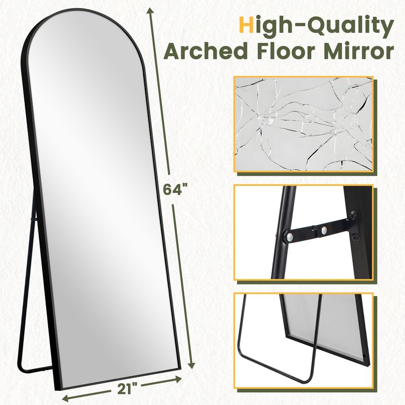 Neutypechic Metal Framed Arched Full Length Mirror Leaning Mirror, 4 of 6