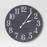 26" Farmhouse Wooden Wall Clock Black - Threshold™