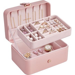 Travel Jewelry Case, 2-Layer Jewelry Holder Organizer, Portable Versatile Earring Storage - 1 of 4