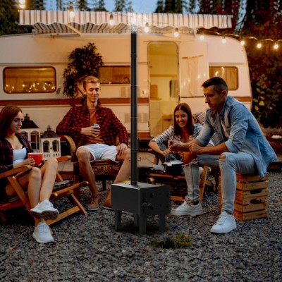 Steel Portable Camping Wood Stove - Outdoor Burning Stove, Secondary Combustion & Detachable Legs for Tents, Hunting, Ice Fishing & Backyard Cook