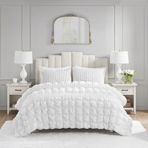 3 Pcs Elegant Elastic Embroidery Comforter Set,All Season Home Textile Microfiber Bedding Set fits Lux Bedroom Decor - 1 of 4
