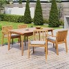Christopher Knight Home Fiora Farmhouse 5 Piece Patio Acacia Wood Dining Set with Cushions - 2 of 4