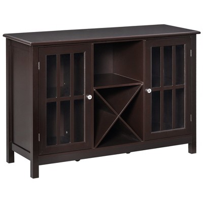 Sideboard, Glass Door Serving Buffet Cabinet, Liquor Cabinet with Adjustable Shelves, 12 Bottle Wine Rack for Living Room, Kitchen
