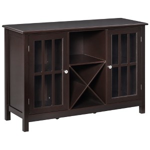 Sideboard, Glass Door Serving Buffet Cabinet, Liquor Cabinet with Adjustable Shelves, 12 Bottle Wine Rack for Living Room, Kitchen - 1 of 4