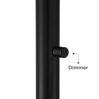 66" Black and Gold Arc Floor Lamp with White Fabric Shade