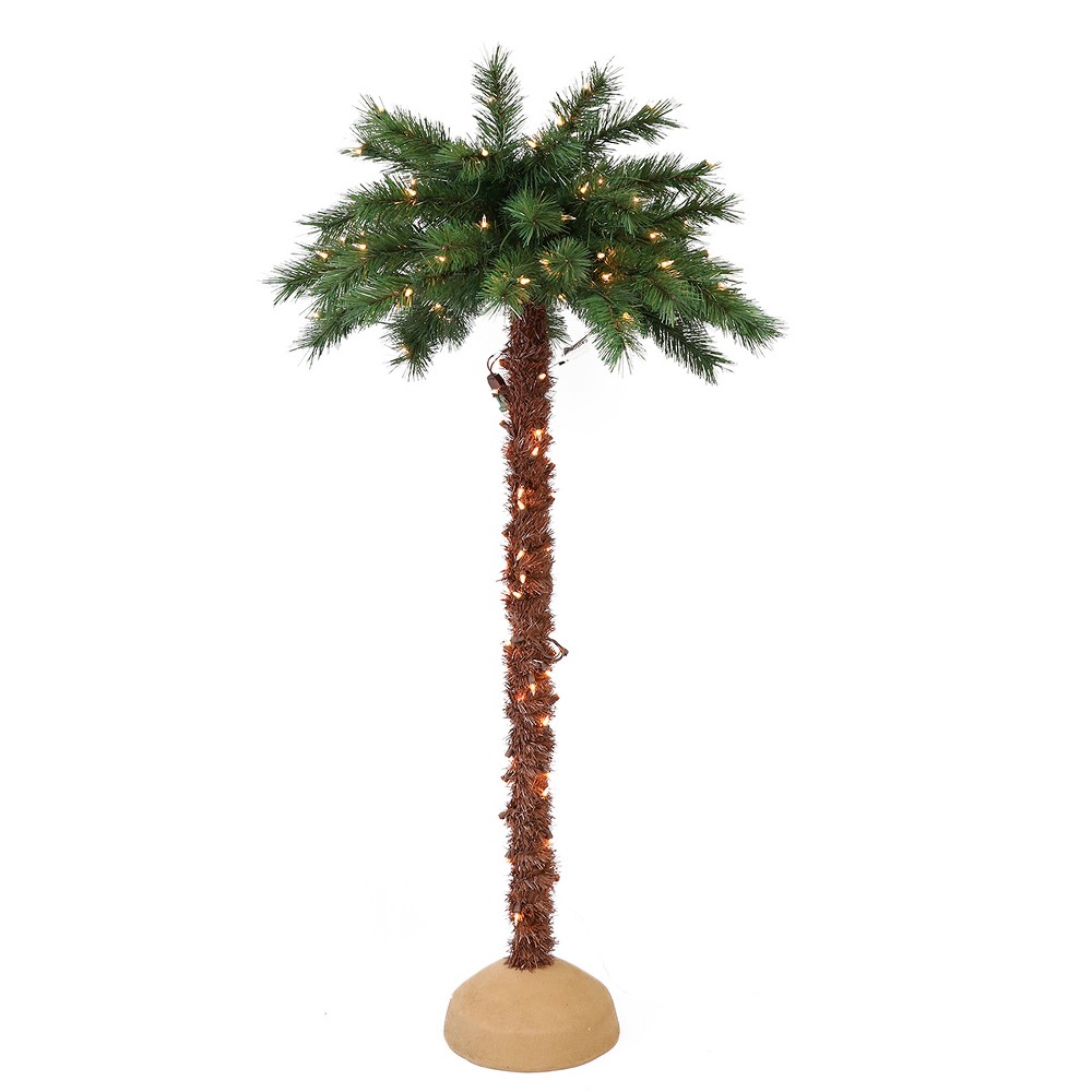 Photos - Garden & Outdoor Decoration Puleo 5ft Pre-lit Palm Artificial Christmas Tree  