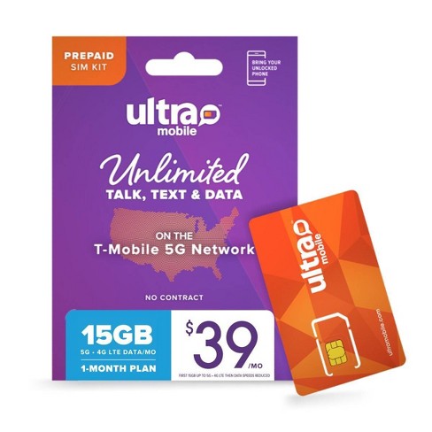 Ultra Mobile Sim Kit 1- Month (15gb) : Target