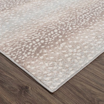Gray and Beige Antelope Print Medium Pile Area Rug